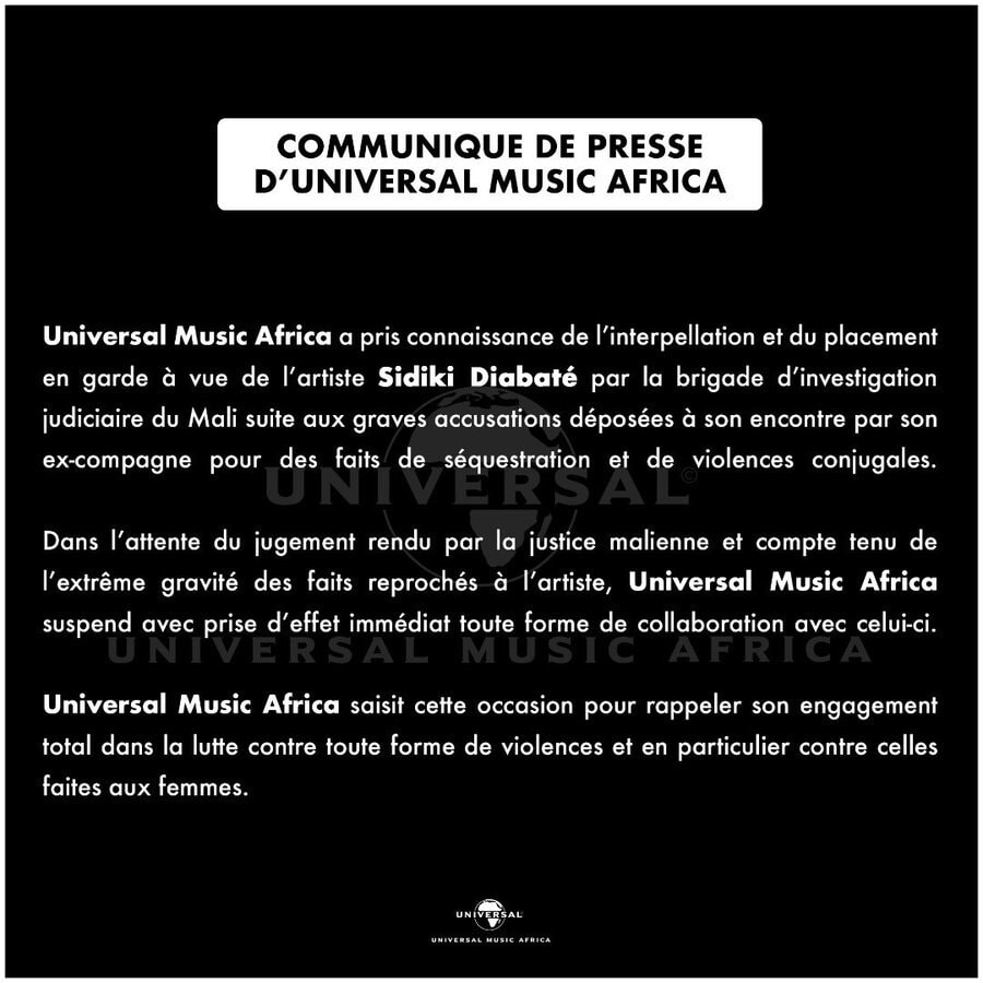 communiqué de presse universal music africa 